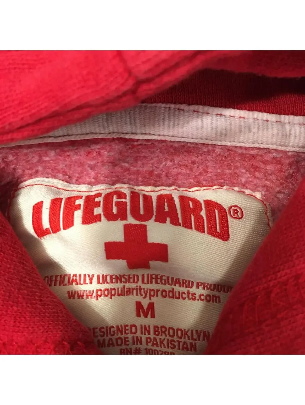 Vintage Lifeguard SANTA CRUZ Beach California Red Hoodie Sweatshirt MED - Picture 3 of 9